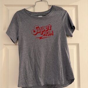 Old Navy Gray 'Super Mom' Tee